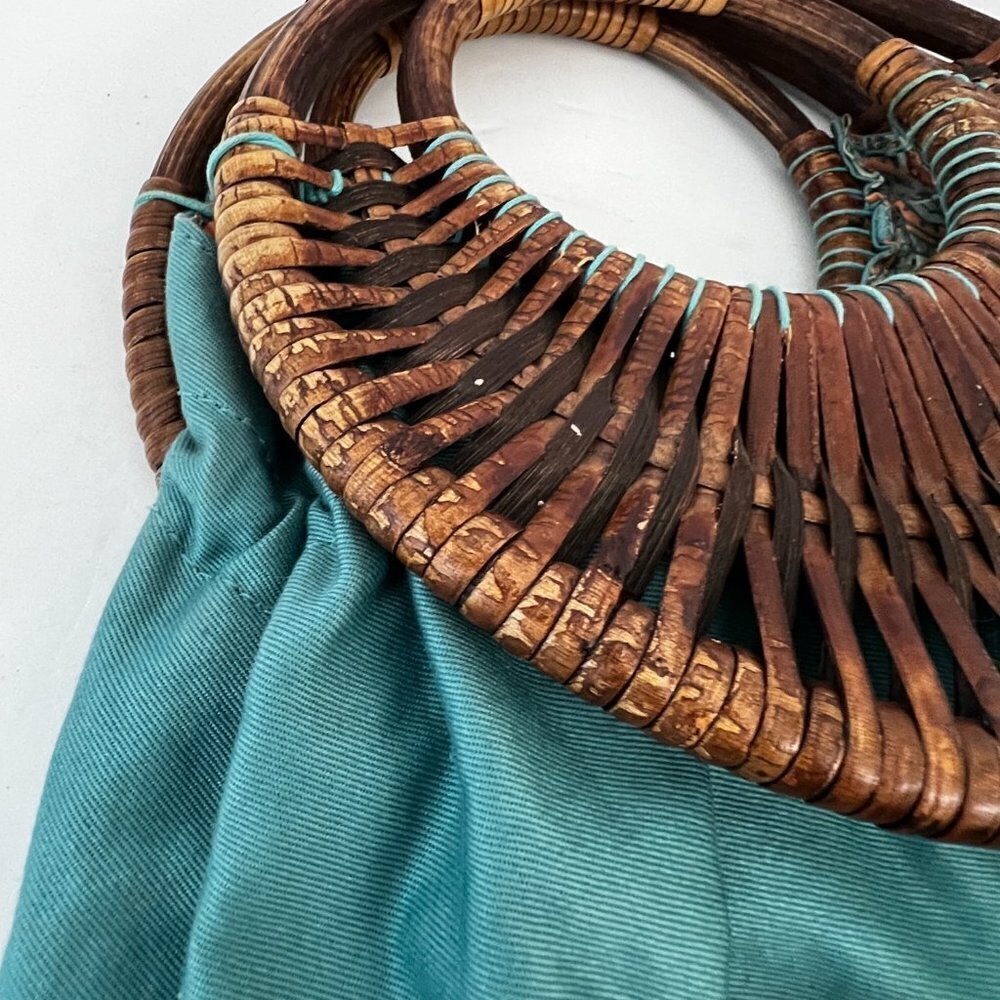 Gap boho‎ hippie bag purse 100% Cotton bamboo handles - Picture 10 of 12